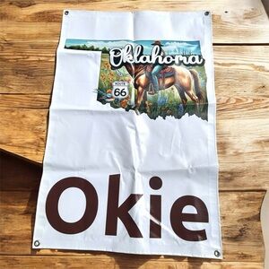 Vinyl Banner Oklahoma Okie 36 in X 24 in Route 66‎ Cowboy State Shape